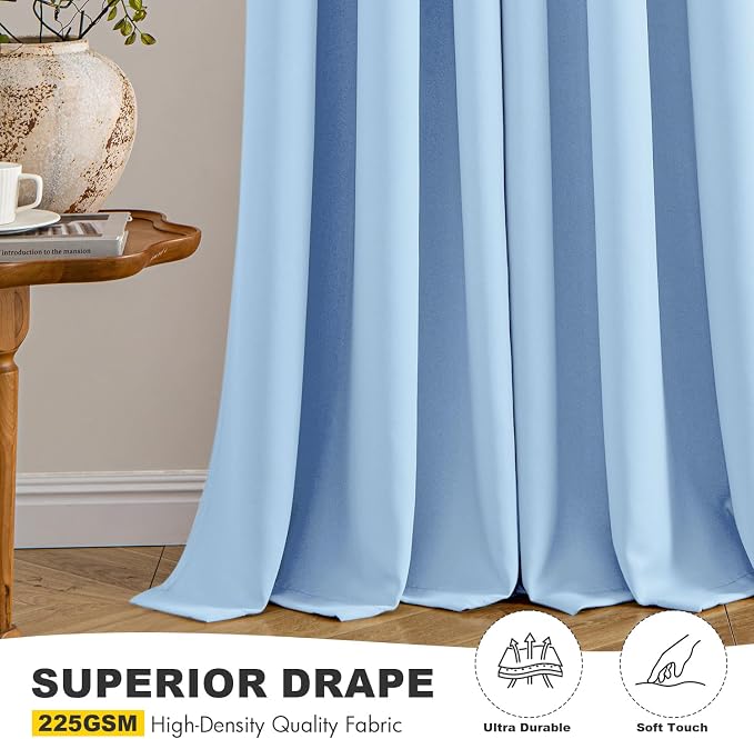 MIULEE Blackout Curtains for Bedroom 2 Panels 40 x 84 Inch Long Sky Blue | - Image 5
