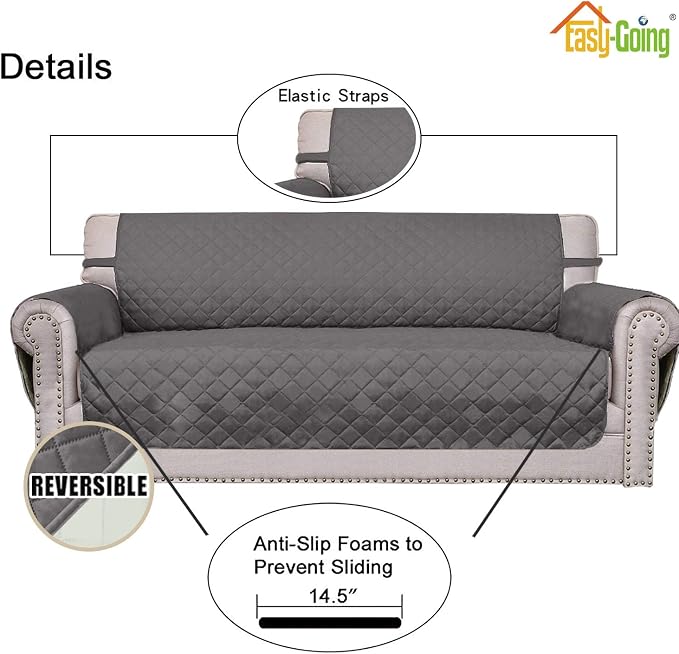 Easy-Going Reversible Couch Cover, 4 Seater Sofa, XX-Large Sofa, Water - Image 3