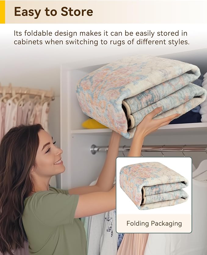 RELEANY Washable Area Rug, Water Repellent, Pet Friendly, Vintage Floral Boho - Image 7