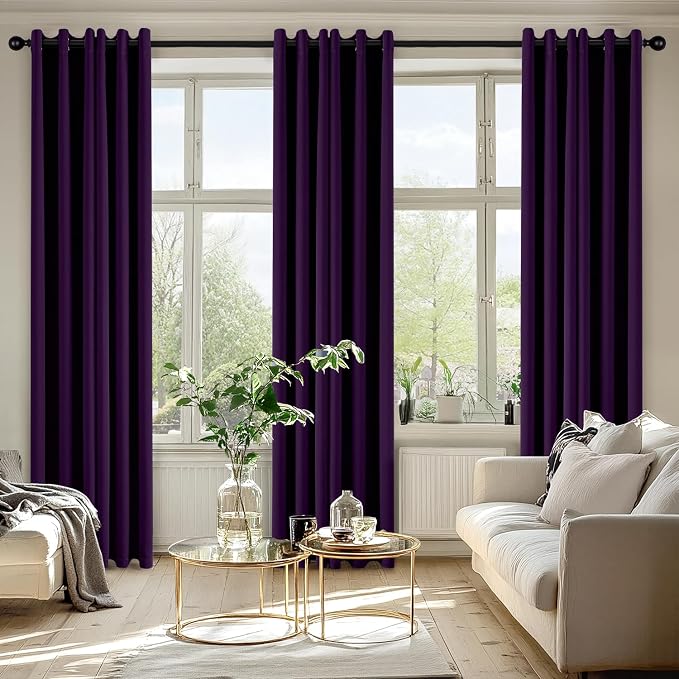 MIULEE Blackout Curtains for Bedroom 2 Panel 40 x 72 Inch Long Royal Purple | - Image 6