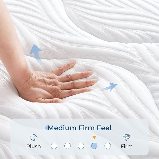 Vesgantti Twin Mattress, 12 Inch Hybrid Twin Size Mattress in a Box, Memory Foam and Individually Pocket Spring, Innerspring Mattress for Pressure Relief and Supportive, Medium Firm