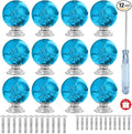 12 Pcs 30mm Round Shape Bubble Crystal Glass Cabinet Knobs with Screws Drawer Knob Pull Handle Used for Kitchen, Dresser, Door, Cupboard (Azure)