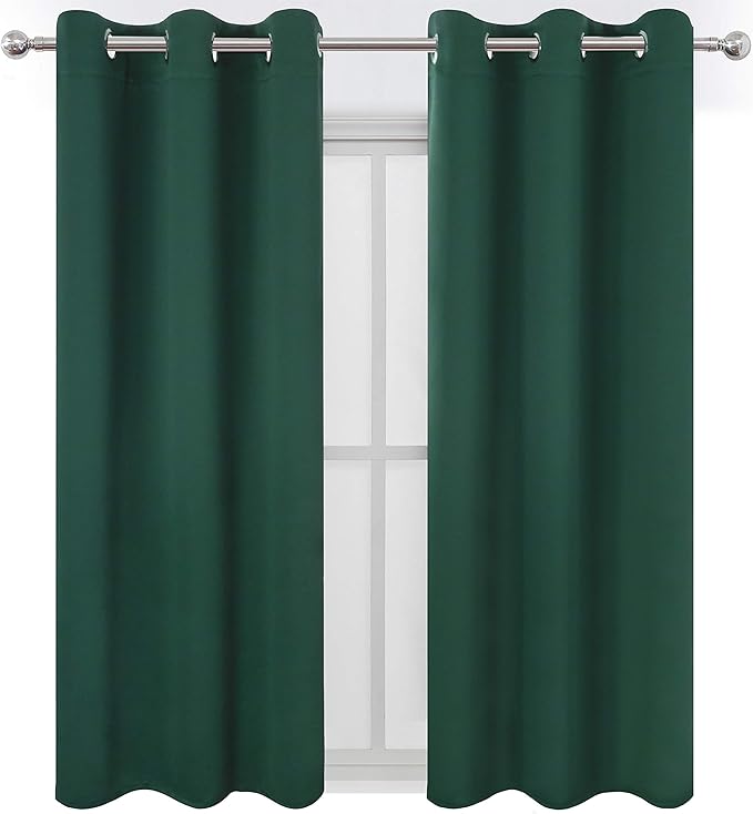 Green Blackout Curtains 40 x 63 Inch Length/Set of 2 Curtain Panels/Thermal - Image 2