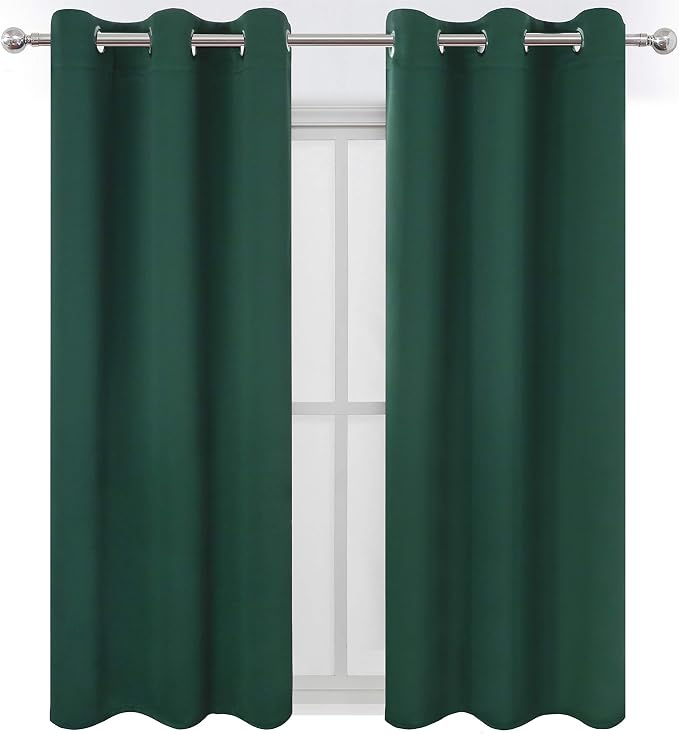 Green Blackout Curtains 34 x 54 Inch Length/Set of 2 Curtain Panels/Thermal - Image 2