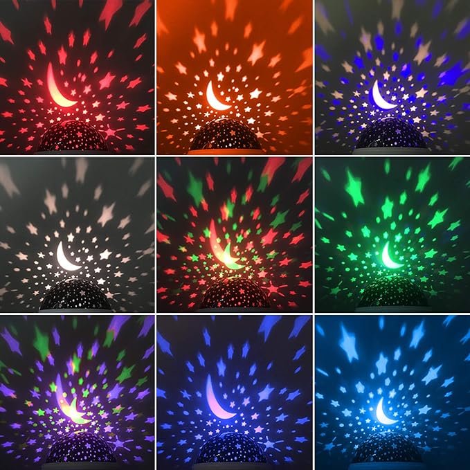 Night Light for Kids, Kids Night Light Nebula 360 Degree Rotation - 4 LED Bulbs 12 Light Color Star Projector Changing with USB Cable, Romantic Gifts for Men Women Children