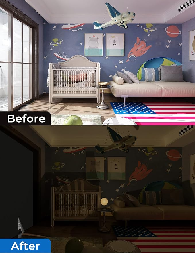 Blackout Curtains for Bedroom 50"x57" Portable No Drill Blackout Blinds - Image 6