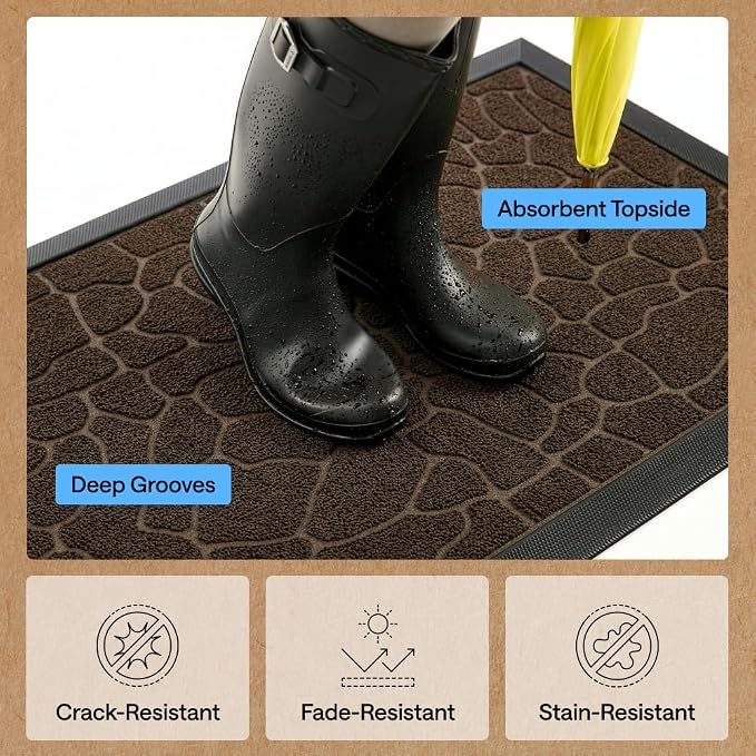 GORILLA GRIP 100% Waterproof All-Season WeatherMAX Doormat 35x23, US Designed - Image 5