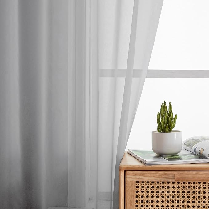 Sheer Curtains 72 Inches Long for Living Room Bedroom, Rod Pocket Fimly Voile - Image 4