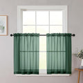Hunter Green Kitchen Curtains 30 Inch Length Tier 2 PCS, Solid Soft Half by WelvetBLK
