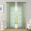 Sage Green Sheer Curtains 72 Inches Long 2 Panels Set, Transparent Voile Sheer by OWENIE