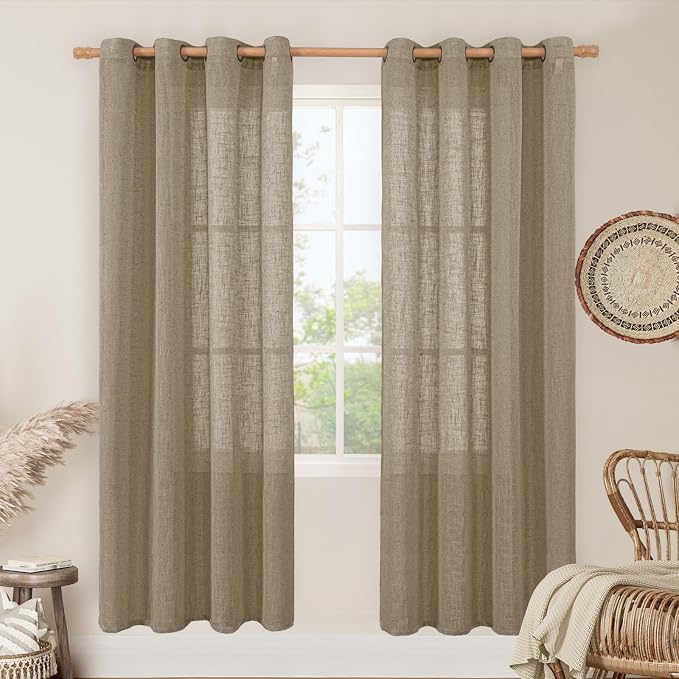 Semi Sheer Linen Curtains 80 Inch Length by LAMIT