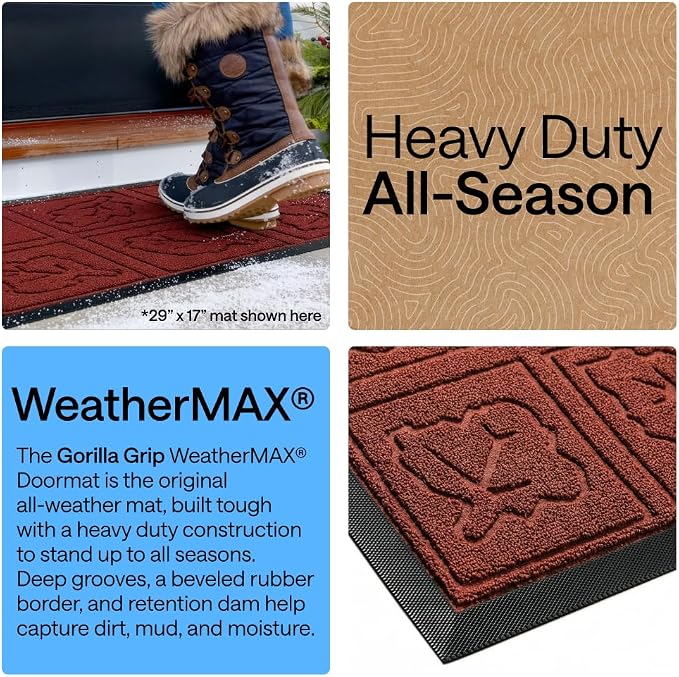 GORILLA GRIP 100% Waterproof All-Season WeatherMAX Doormat, US Designed Natural - Image 3