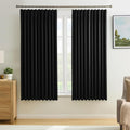 72 Inch Wide Black Pinch Pleated Curtains 72 x 63, Thermal Insulated Noise by KEQIAOSUOCAI