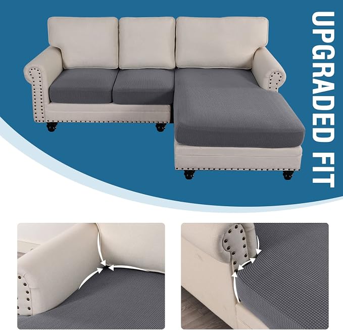 H.VERSAILTEX Sectional Couch Covers 3 Pieces Sofa Seat Cushion Covers L Shape - Image 7