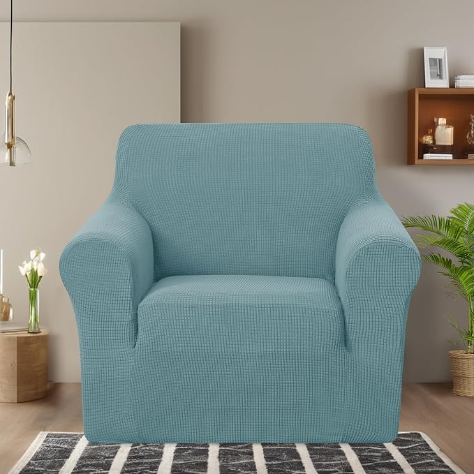 U-NICE HOME Stretch Recliner Chair Cover Armchair Slipcover, Light Blue | - Image 2