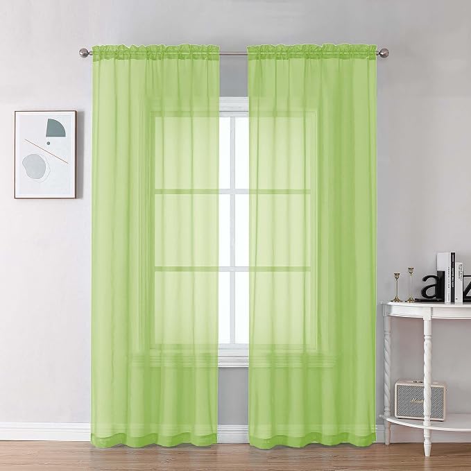 Chyhomenyc Lime Sheer Curtains 84 Inches Long by Chyhomenyc