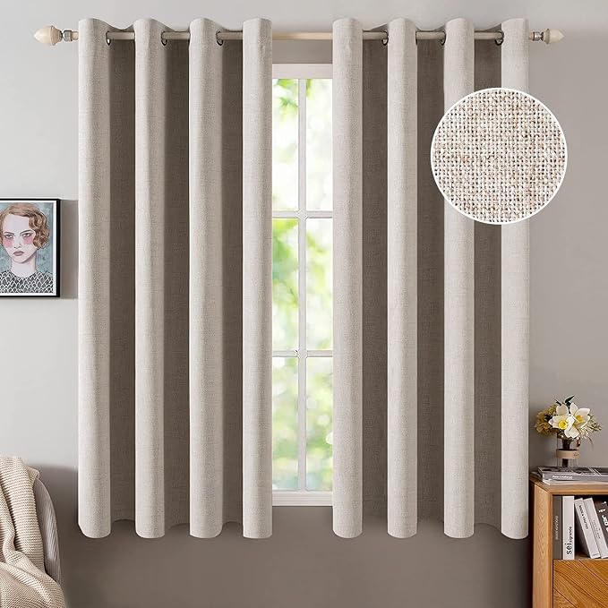 MIULEE 100% Blackout Linen Curtains by MIULEE