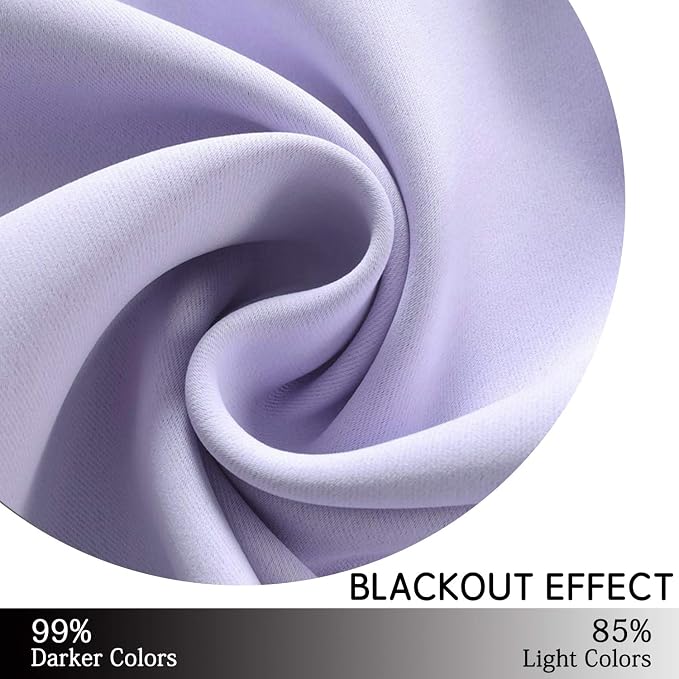 Yakamok Room Darkening Curtains 52x54 inch Length Lilac-Living Room | 2 panels - Image 6