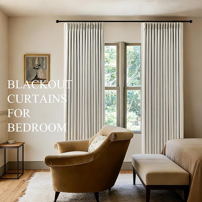 100% Blackout Pinch Pleated Linen Curtains 94 Inches Long - Image 6