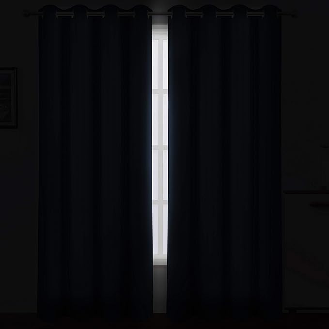 Navy Blue Thermal Blackout Curtains/52 x 95 Inch/Set of 2 Panels Room Darkening - Image 3