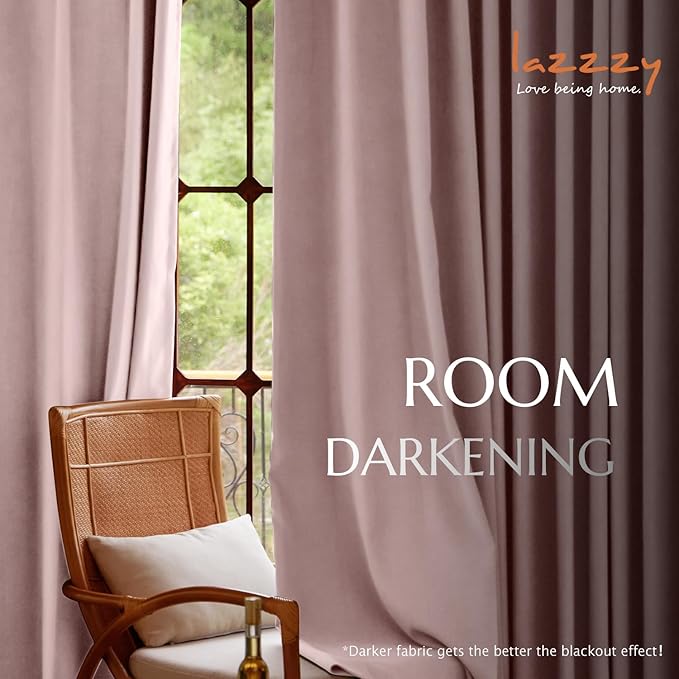 Lazzzy Velvet Blackout Curtains Thermal Insulated Room Window Drapes Super Soft Luxury Curtains for Living Room Bedroom Rod Pocket 2 Panels, Dusty Pink, 52" W x 96" L