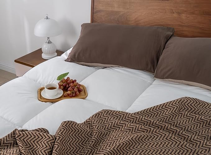 QUEEN ROSE Mattress Topper King, Extra Soft Pillow Top King Mattress Topper, Cooling Thick Plush Bed Topper Snow Down Alternative, Baffle Box White, for Back Pain Relief