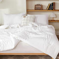 Litanika White Oversized King Comforter Set Super King Plus Size, 3 Pieces Lightweight Solid Bedding Comforter Set, All Season Fluffy Bed Set (128x120In Comforter & 2 Pillowcases)