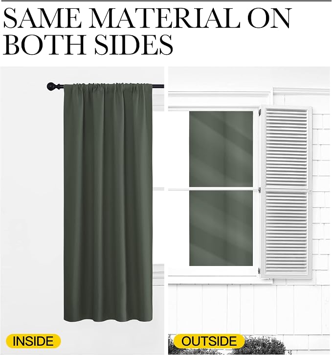 NICETOWN 2 Panels Blackout Curtains, Rod Pocket Window Curtains Room Darkning - Image 3