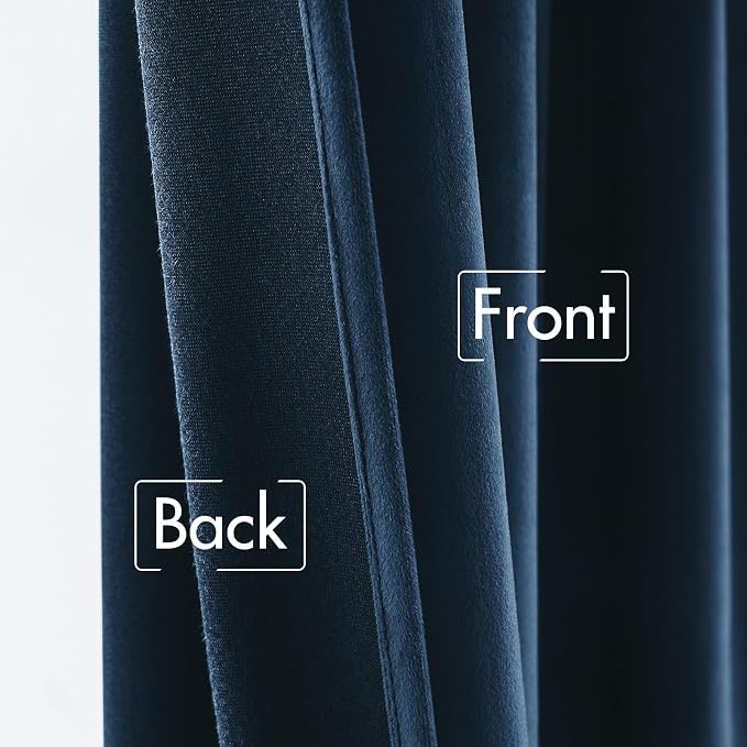 MIULEE Navy Blue Velvet Curtains 52x96 inches Luxury Blackout Curtains | - Image 6