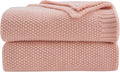 CozeCube Pink Seed Stitch Throw Blanket 60"x80", Farmhouse Decor | Blanket by CozeCube