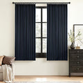 MIULEE Navy Blue Pinch Pleated 100% Blackout Linen Curtains 40x63 Inches | Room by MIULEE