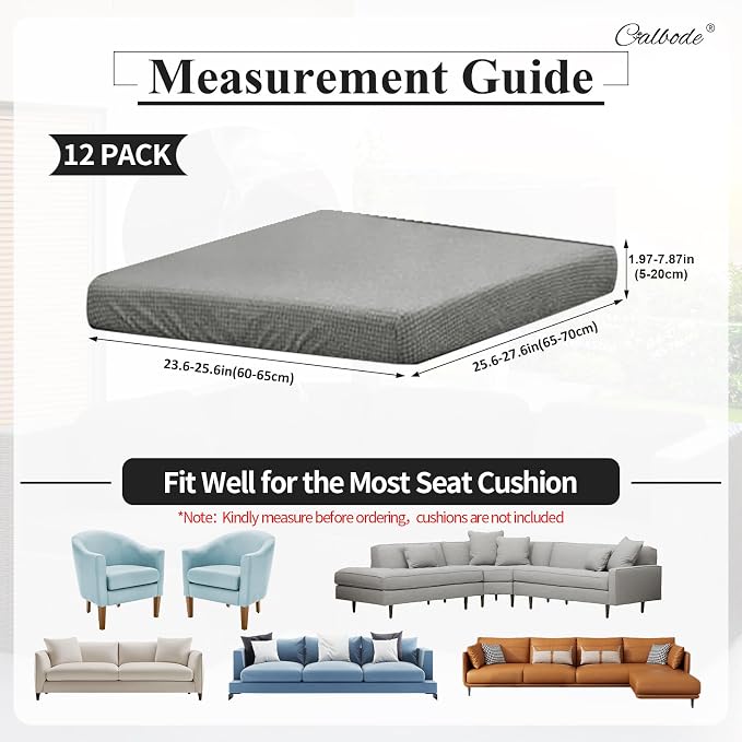 CALBODE 12Pcs Outdoor Stretch Cushion Covers, Waterproof Outdoor Chair Cushion - Image 2