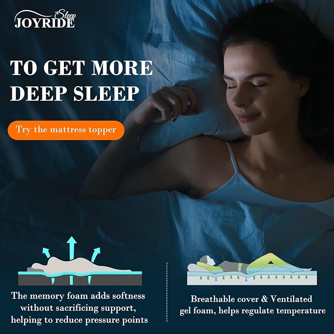 3 Inch Queen Size Memory Foam Mattress Topper, Cooling Gel Bed Topper with Removable Cover, Soft & Pain Relief & Breathable, CertiPUR-US & Oeko-Tex Certified