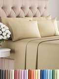 Queen 6 Piece Sheet Set - Comfy Breathable & Cooling - Ultra Soft Hotel Luxury Bedding Set w/ 8-16 Inch Deep Pockets - 1 Flat & 1 Fitted Sheet & 4 Pillowcases - Cozy, Wrinkle Free & Easy Care - Beige