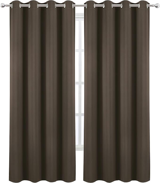 Blackout Curtains 66 x 84 inch/Chocolate Brown Curtains Set of 2 Panels/Thermal - Image 2