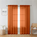 Orange Sheer Curtains 72 Inches Long 2 Panels, Rod Pocket Voile Light Filtering by Lecloud