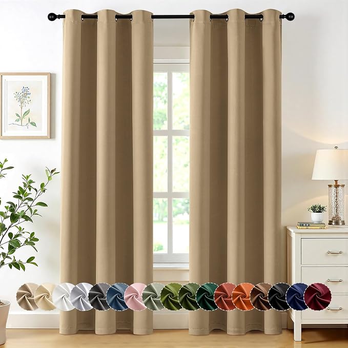 MIULEE Blackout Curtains for Bedroom 2 Panels 40 x 72 Inch Long Taupe Brown | by MIULEE