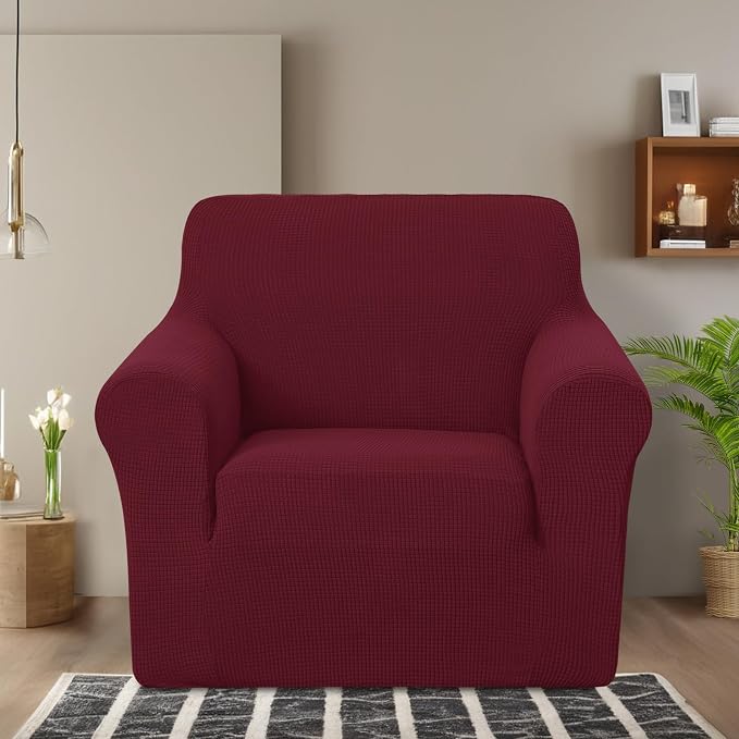 U-NICE HOME Stretch Recliner Chair Cover Armchair Slipcover, Burgundy | - Image 2