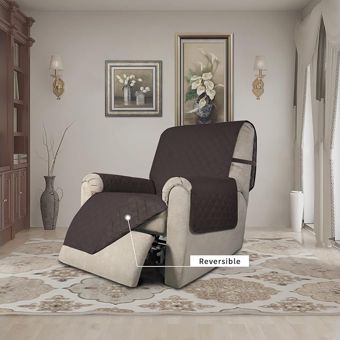 Easy-Going Reversible Couch Cover, Recliner 22 in, Chocolate/Chocolate | - Image 2