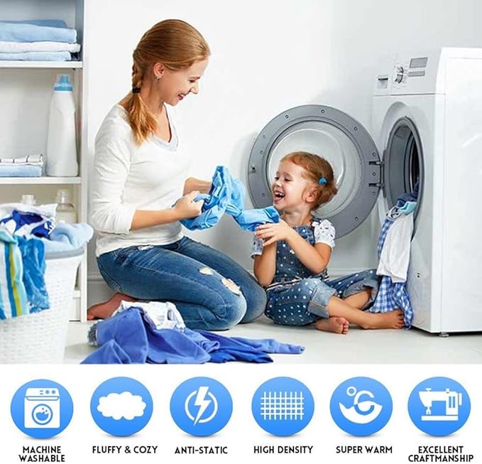 Richave Twin Size Blanket, Premium Lightweight Anti-Static 66x90 Inches 3D Clouds Stylish Jacquard Velvet Plush Bed Blanket for Twin XL Extra Long Bed, Tie-dye Stone Blue