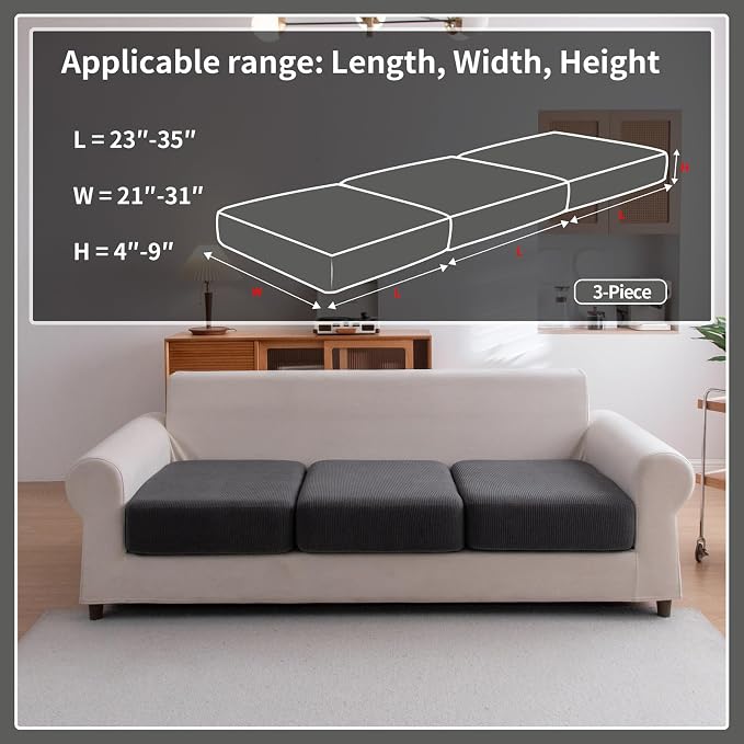 OHSIO Sectional Couch Covers, Wear Resistant Stretch Sofa Covers Washable Soft - Image 2