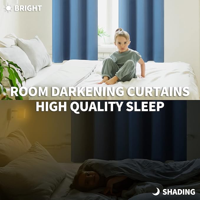 BGment Blackout Curtains for Bedroom - Grommet Thermal Insulated Room Darkening Curtains for Living Room, Set of 2 Panels (52 x 63 Inch, Faded Denim)