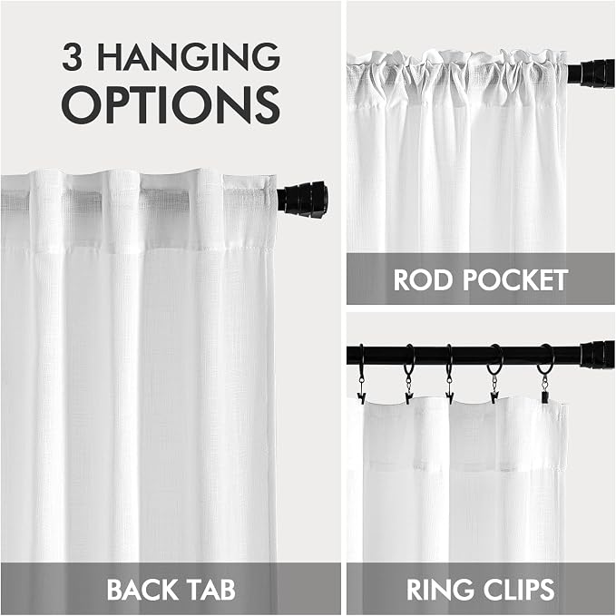 MIULEE White Linen Curtains 120 Inch Long 2 Panels - Image 3