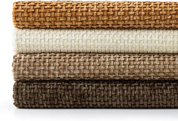MIULEE Decorative Chenille Fall Euro Pillow Covers Brown 22x22 Pack of 4 | - Image 7