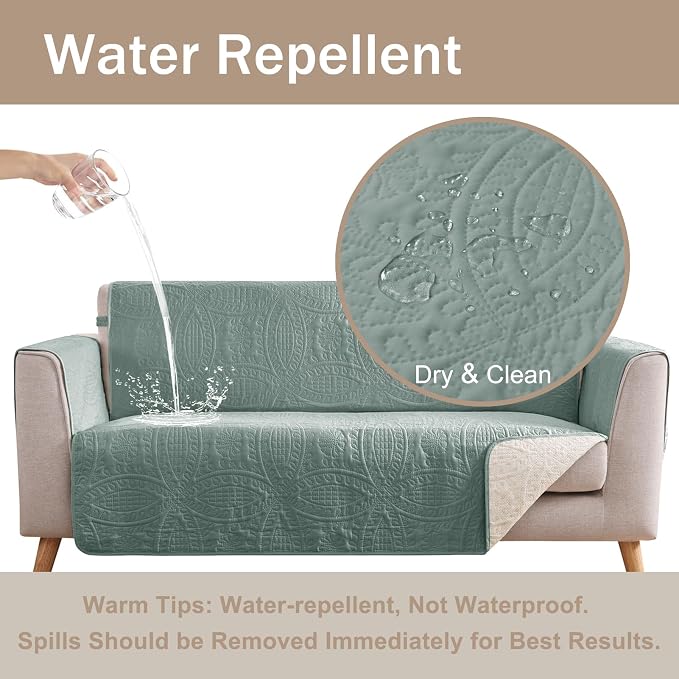 Soft Sage Quilted Couch Cover - Image 3
