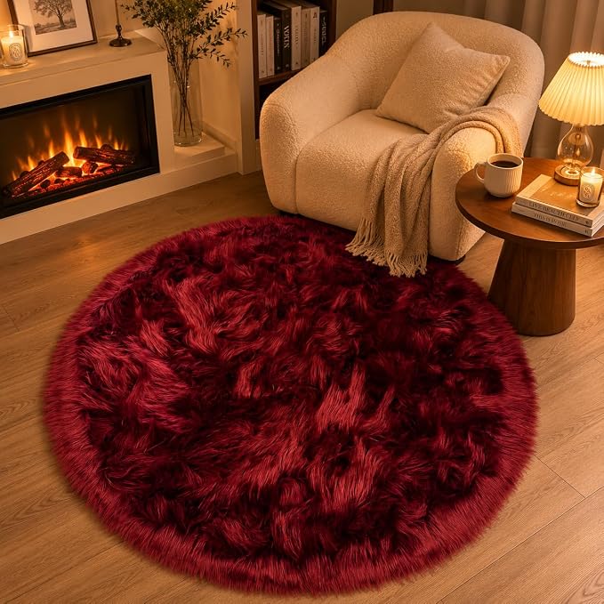 EasyJoy Faux Sheepskin Rug, Fluffy Faux Fur Rug, Ultra Soft Shag Area Rug by EasyJoy