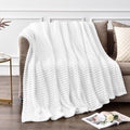BEDELITE Ribbed Jacquard White Fleece Throw Blanket by BEDELITE