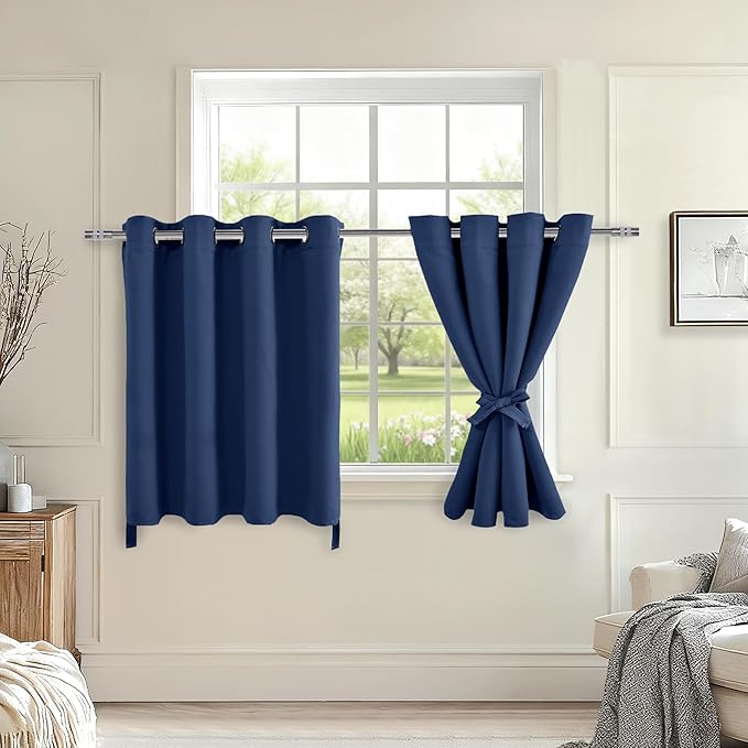 RV Blackout Curtains for Bedroom, 52 x 36 Inches Long Navy 2 Panels | Thermal by Hiasan