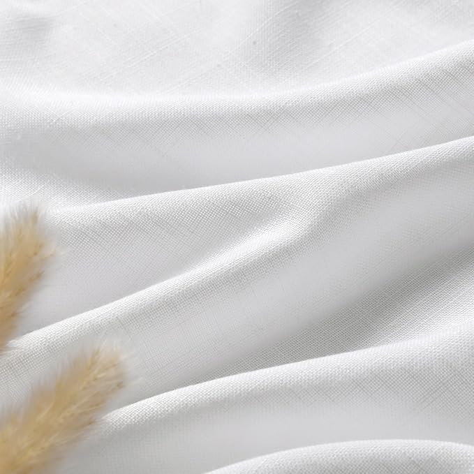 White Linen Curtains 83 Inch Length 2 Panels Set - Image 5