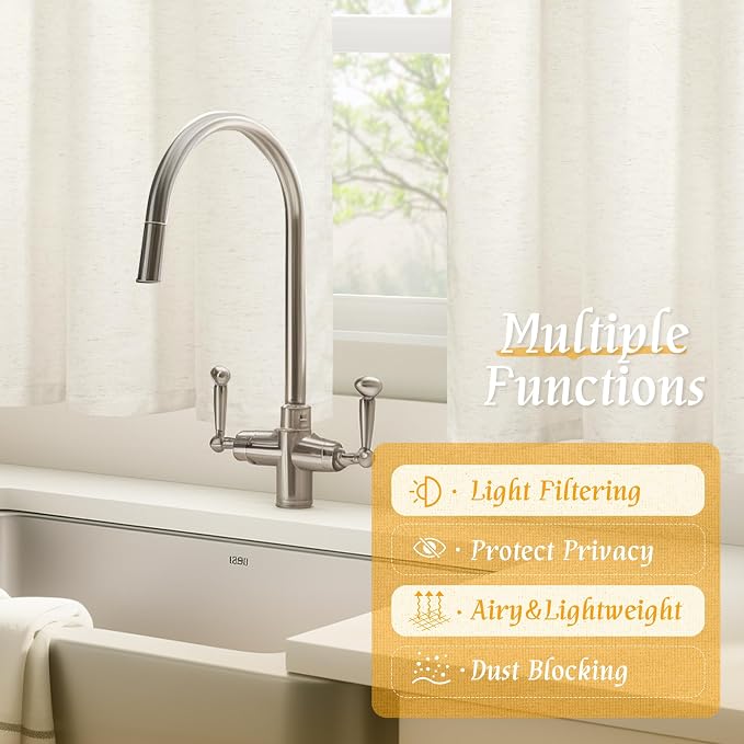 Cream Semi Sheer Linen Curtains - Image 9